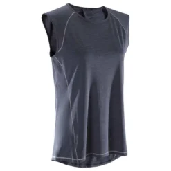 T-Shirt Sans Manches Yoga Femme Noir Chiné