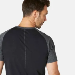 T-shirt Fitness Manches Courtes Slim Coton Col Rond Homme Gris Foncé -Sportmania t shirt slim 900 homme vert fonce 5