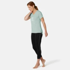 T-shirt Sport Pilates Gym Douce Femme 510 Vert Imprimé -Sportmania t shirt sport pilates gym douce femme 510 bleu imprime 2