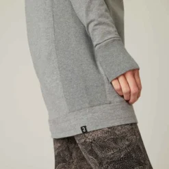 T-shirt Fitness Manches Longues Slim Coton Extensible Col Rond Femme Gris -Sportmania t shirt tunique coton extensible fitness 6