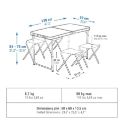 Quechua TABLE DE CAMPING PLIANTE - 4 TABOURETS - 4 À 6 PERSONNES -Sportmania table de camping pliante 4 tabourets 4 a 6 personnes 2