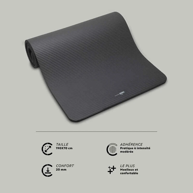 Tapis De Sol Pilates 190 Cm X 70 Cm X 20 Mm - Mat Comfort L Noir 4 Tapis De Sol Pilates 190 Cm X 70 Cm X 20 Mm - Mat Comfort L Noir – Image 4