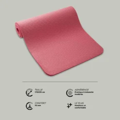 Tapis De Sol Pilates 170 Cm X 55 Cm X 10 Mm - Mat Confort S Rose -Sportmania tapis de sol confort pilates s petrole 170cmx55cmx10mm 2