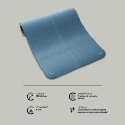 Tapis De Sol Pilates 170 Cm X 62 Cm X 8 Mm - Tonemat M Bleu -Sportmania tapis de sol maxi grip fitness imprime 170cmx62cmx8mm turquoise 2