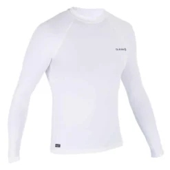 Tee Shirt Anti UV Homme Manches Longues Surf 100 Blanc