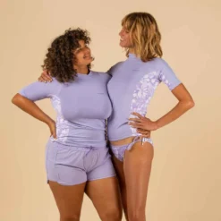 Tee Shirt Anti UV Surf Top 500 Manches Courtes Femme Parme Et Floral SELVA 14 Tee Shirt Anti UV Surf Top 500 Manches Courtes Femme Parme Et Floral SELVA -Sportmania tee shirt anti uv surf top 500 manches courtes femme turquoise et blanc 5