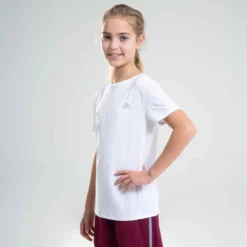 Decathlon Tee-shirt D'athlétisme Manches Courtes Respirant Enfant AT 100 Blanc -Sportmania tee shirt enfant d athletisme at 100 orange fluo 2