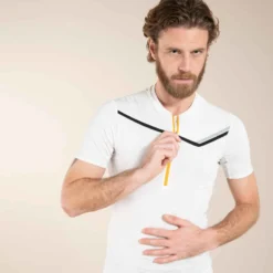 TEE SHIRT DE TRAIL RUNNING MANCHES COURTES ZIP HOMME BLANC -Sportmania tee shirt manches courtes trail running noir homme 3