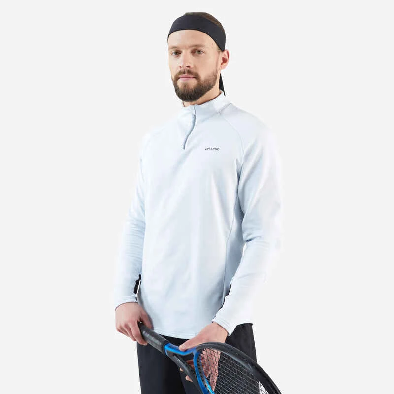 Artengo Sweat De Tennis Manches Longues Homme - Thermic 1/2 ZIP Gris Clair 1 Artengo Sweat De Tennis Manches Longues Homme - Thermic 1/2 ZIP Gris Clair