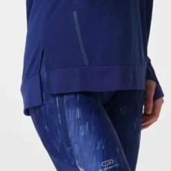 Kalenji T-SHIRT MANCHES LONGUES FEMME DE RUNNING RUN DRY+ BLEU -Sportmania tee shirt manches longues running run dry feel gris carbone femme 3