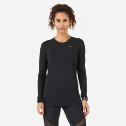 TEE SHIRT RUNNING MANCHES LONGUES FEMME RESPIRANT KIPRUN CARE NOIR