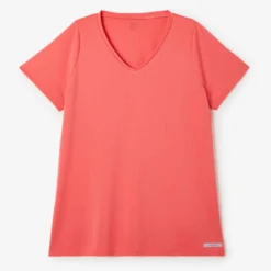 Kalenji T-shirt Manches Courtes Running Respirant Femme - Dry Corail -Sportmania tee shirt running run dry noir femme 4