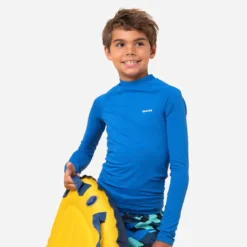 Top Solaire Anti UV Junior Manche Longue Bleu