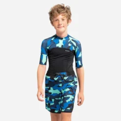 Top Solaire Garçon Manche Courte Noir Bleu Camo -Sportmania top solaire garcon manche courte noir bleu camo 2