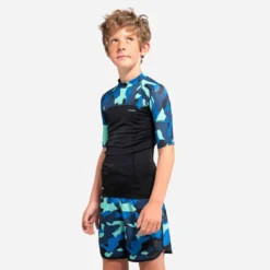 Top Solaire Garçon Manche Courte Noir Bleu Camo -Sportmania top solaire garcon manche courte noir bleu camo 4