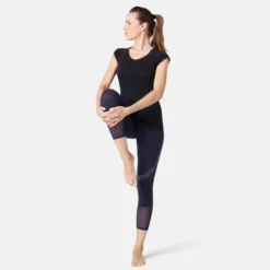 T-Shirt 530 Dévoré Pilates Gym Douce Femme Noir -Sportmania ts 530 devore pilates gym douce femme bleu clair 2