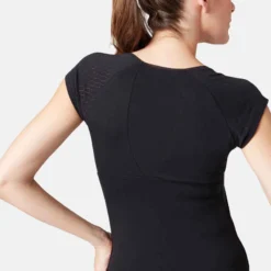 T-Shirt 530 Dévoré Pilates Gym Douce Femme Noir -Sportmania ts 530 devore pilates gym douce femme bleu clair 6