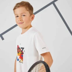 Artengo T-shirt Tennis Garcon - TTS 100 Blanc -Sportmania tshirt enfant artengo tts100 camo blanc 2