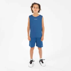 MAILLOT DE BASKETBALL SANS MANCHE ENFANT - T100 BLEU -Sportmania tshirt slash maillot sans manche de basketball garconslashfille t100 bleu 3