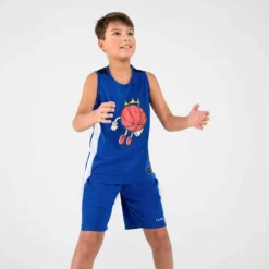 MAILLOT DE BASKETBALL SANS MANCHE ENFANT - T500 BLEU BLANC -Sportmania tshirt slash maillot sans manche de basketball garconslashfille t500 bleu blanc 4