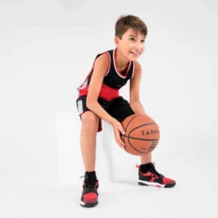 MAILLOT DE BASKETBALL SANS MANCHE REVERSIBLE ENFANT - T500R NOIR ROUGE -Sportmania tshirt slash maillot sans manche reversible de basketball t500r noir rouge 4
