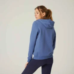 Sweat Zippé à Capuche Fitness Femme - 500 Bleu D'orage -Sportmania veste a capuche 500 femme rose 1
