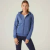 Sweat Zippé à Capuche Fitness Femme - 500 Bleu D'orage