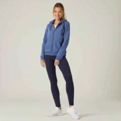 Sweat Zippé à Capuche Fitness Femme - 500 Bleu D'orage -Sportmania veste a capuche 500 femme rose 2