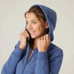 Sweat Zippé à Capuche Fitness Femme - 500 Bleu D'orage -Sportmania veste a capuche 500 femme rose 3