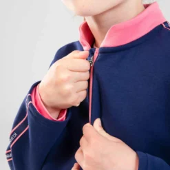 Sweat Zippé Col Montant Chaud Respirant Enfant - S500 Marine Touche De Rose -Sportmania veste de survetement enfant d athletisme at 300 marine rose 2