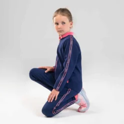 Sweat Zippé Col Montant Chaud Respirant Enfant - S500 Marine Touche De Rose