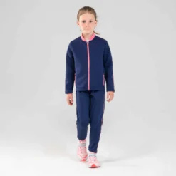 Sweat Zippé Col Montant Chaud Respirant Enfant - S500 Marine Touche De Rose -Sportmania veste de survetement enfant d athletisme at 300 marine rose 3