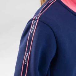 Sweat Zippé Col Montant Chaud Respirant Enfant - S500 Marine Touche De Rose -Sportmania veste de survetement enfant d athletisme at 300 marine rose 6