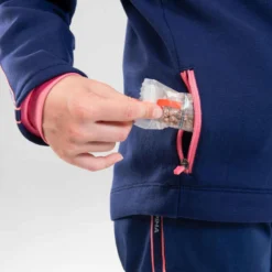 Sweat Zippé Col Montant Chaud Respirant Enfant - S500 Marine Touche De Rose -Sportmania veste de survetement enfant d athletisme at 300 marine rose 9