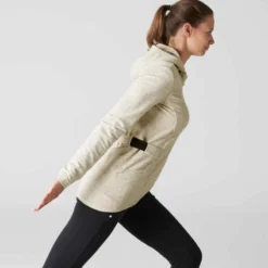 Veste Longue 500 Capuche Gym Stretching Femme Beige -Sportmania veste longue 500 capuche gym stretching femme beige 4