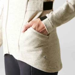 Veste Longue 500 Capuche Gym Stretching Femme Beige -Sportmania veste longue 500 capuche gym stretching femme beige 6