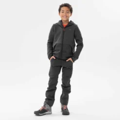 Quechua VESTE POLAIRE DE RANDONNEE - MH500 NOIRE GRISE - ENFANT 7-15 ANS -Sportmania veste polaire de randonnee mh500 noire grise enfant 7 15 ans 2
