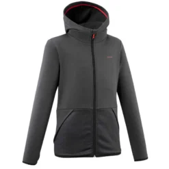 Quechua VESTE POLAIRE DE RANDONNEE - MH500 NOIRE GRISE - ENFANT 7-15 ANS