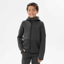 Quechua VESTE POLAIRE DE RANDONNEE - MH500 NOIRE GRISE - ENFANT 7-15 ANS -Sportmania veste polaire de randonnee mh500 noire grise enfant 7 15 ans 3