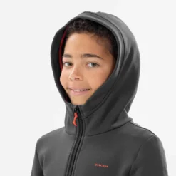 Quechua VESTE POLAIRE DE RANDONNEE - MH500 NOIRE GRISE - ENFANT 7-15 ANS -Sportmania veste polaire de randonnee mh500 noire grise enfant 7 15 ans 5