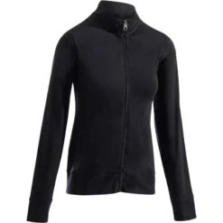 Sweat Zippé Col Zippé Droit Femme Avec Poche - 100 Noir