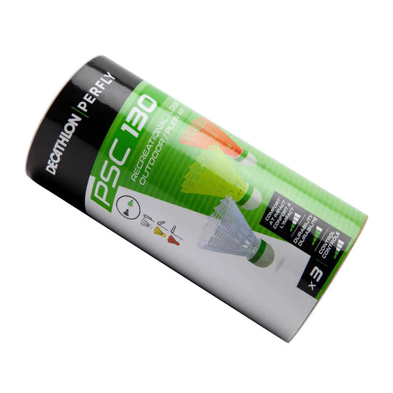 Volant De Badminton Extérieur PSC 130 X 3 - Blanc/jaune /orange 4 Volant De Badminton Extérieur PSC 130 X 3 - Blanc/jaune /orange – Image 4